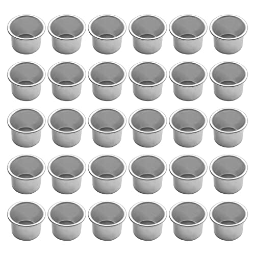 Portavelas para velas de candelabro, mini insertos de metal decorativos, juego de portavelas de metal pequeño con boquilla para velas, portavelas de mesa, portavelas plateado (30 unidades) Cover