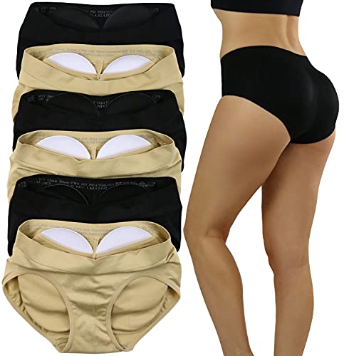 Image of ToBeInStyle Women's 6 Pack Butt Booster Padded Panty Briefs or Boyshorts w /Removable Thick Foam Pads