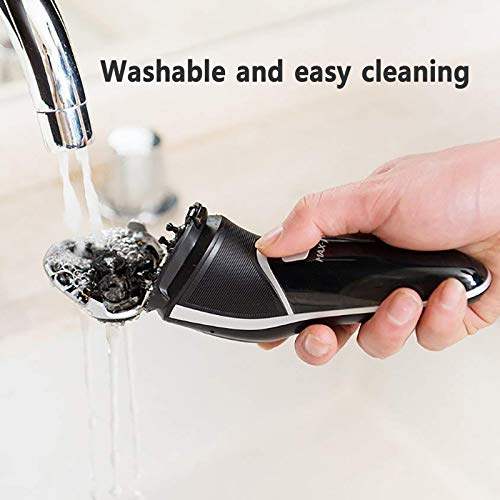 Max-T Men's Electric Shaver - Corded And Cordless Rechargeable 3D Rotary Shaver Razor For Men With Pop-Up Sideburn Trimmer Wet And Dry Painless 100-240V Black #TOP7