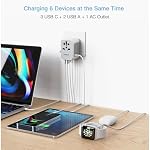 TESSAN Universal Travel Adapter, 6 in 1 International Plug Adapter | Worldwide Power Adaptor, 5 USB Ports (3 USB C), For Canada to Europe UK Australia France Germany
