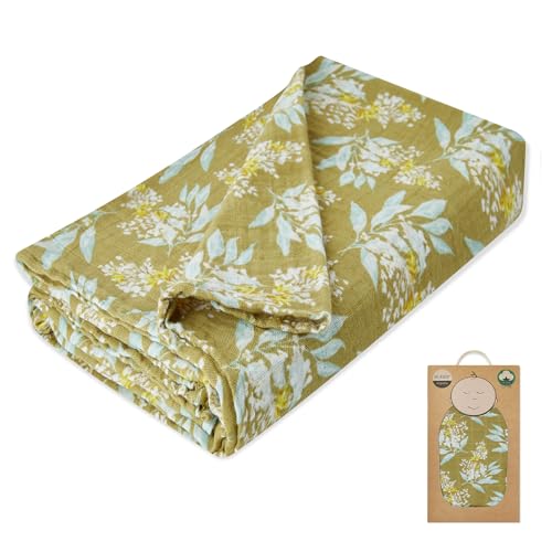 Image of Milkbarn Cozy Wrap Swaddle Blankets - Organic Cotton Baby Receiving Blankets Gentle for Unisex Newborn Infant, Ideal for Toddler Registry, Gold Floral