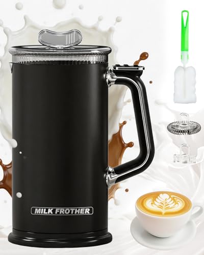 Trongle Milchaufschäumer Elektrisch 4-in-1, 2026 New Automatischer Milchaufschäumer 350ml Großes Fassungsvermögen, Antihaftbeschichtung, Automatische Abschaltung, Leise für Cappuccino & Latte Schwarz
