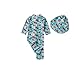 Produktbild HAOBANLV Baby Bademode One Piece Fisch-Druck Sonnenschutz Langarm Zipper Kleinkind-Jungen-Badeanzug Badeanzüge mit Flap Badekappe,E