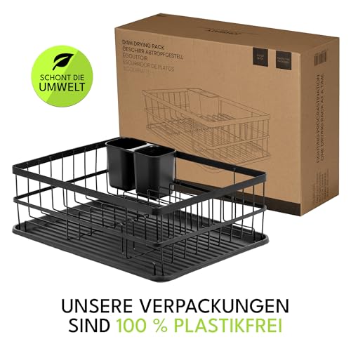 Foto von JOHSEATY Abtrofgestell Geschirr Inklusive Abtropfschale - 42x32cm I Rostfrei mit Besteckhalter I Abtropfständer Abtropfgitter Geschirrtrockner Geschirrabtropfgestell Küche I Dish Drainer Drying Rack