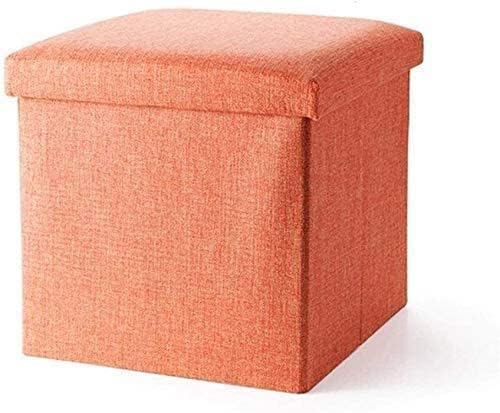 Tabouret ottoman pliant en lin avec boîte de rangement pour salon