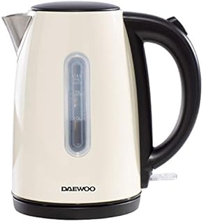 Daewoo Kensington 1.7L, 3000W Rapid Boil Jug Kettle, Stainless Steel Body with Cordless Rotational Base and Concealed Heating Element, Space Saving Cord Storage and LED Indicator- Cream