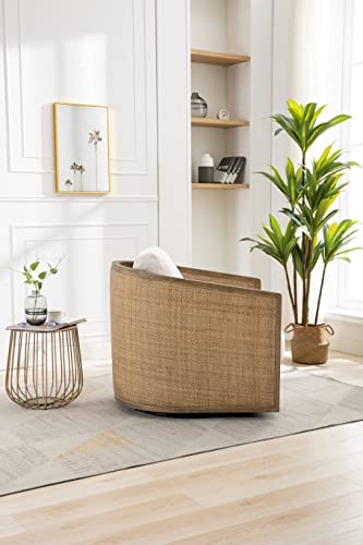 Zaboro Swivel Barrel Chair, Comfy Round Accent Sofa Chair For Living Room, 360 Degree Club Chair, Modern Leisure Arm Chair For Hotel, Bedroom, Lounge, Hotel, Office, Beige #TOP3