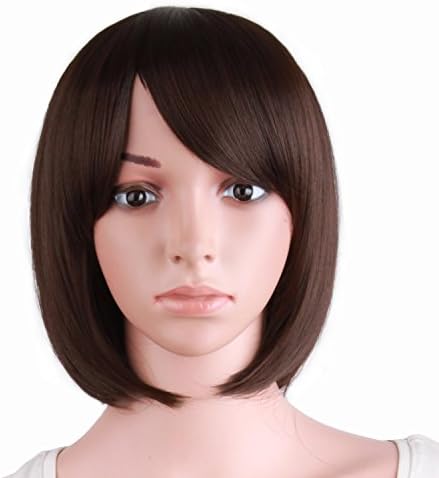 MapofBeauty 12"/30cm Short Straight Side Bangs Wig (Navy Blue)