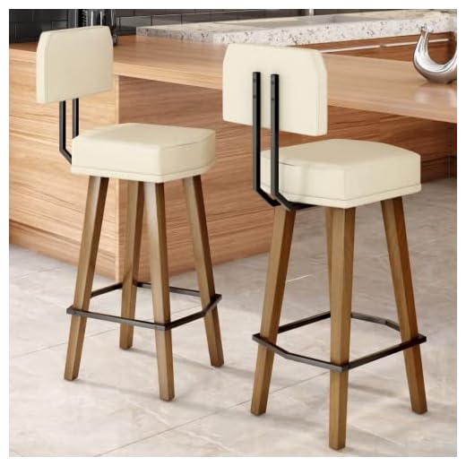 Kit 2 Banquetas Alta para Balcão Bancada área Gourmet Cozinha Industrial (60cm do Assento ao chão, Bege)