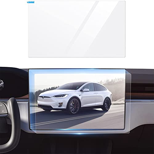 ShowEv Tesla Model S/X 2022 2021 Screen Protector Matte Anti Glare Fingerprint Center Control Touchscreen Navigation Touch Tempered Glass Screen Protector