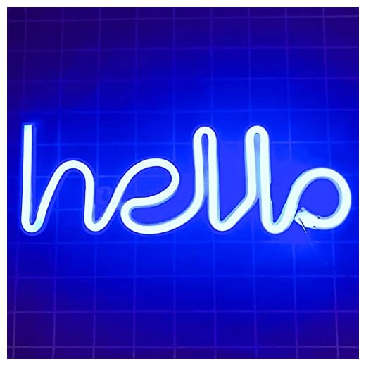 QiaoFei LED hej neon ord tecken neon bokstäver ljus konst dekorativa lampor, markis-skyltar/väggdekor för jul, födelsedagsfest, barnrum, vardagsrum, bröllopsfesttillbehör (blå hej)