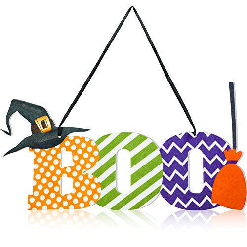 Jetec Halloween Door Hanger Halloween Front Door Decoration Wall Decor Halloween Boo Signs For Wreaths Cute Halloween Wreath For Home Outdoor Indoor Decor #TOP13