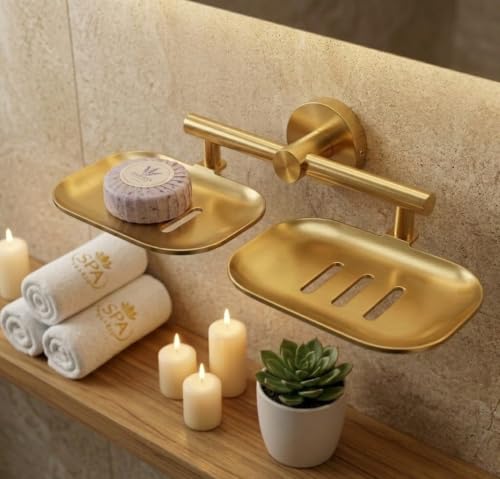 Image of iSTAR Stainless Steel Bathroom Soap Holder - Soap Stand /Soap Dish for Bathroom Accessories, Double (Gold)