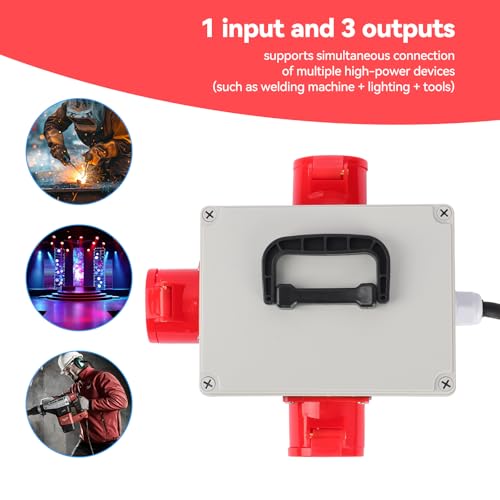 CEE adapter 16 A 3 x 400 V 16 A rozdzielnica prądu budowlanego wtyczka rozdzielacz 5-biegunowy IP44 91445