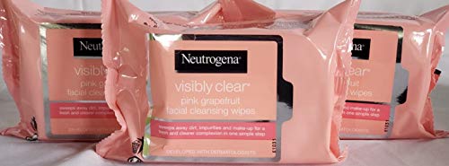 Neutrogena Oil-Free Facial Cleansing Wipes with Pink Grapefruit, 25 Count (Pack of 3)