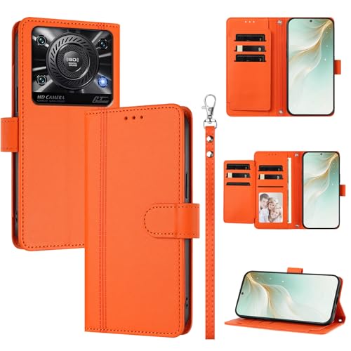 �X�}�z�P�[�X �Ή��@�� for Oukitel C60 / C60 Pro �X�}�z�P�[�X�y�E�H���b�g�f�U�C�� �f���A���J�[�h�X���b�g �L���b�V�� �t���b�v���X�^���h �����h�~�zOrange