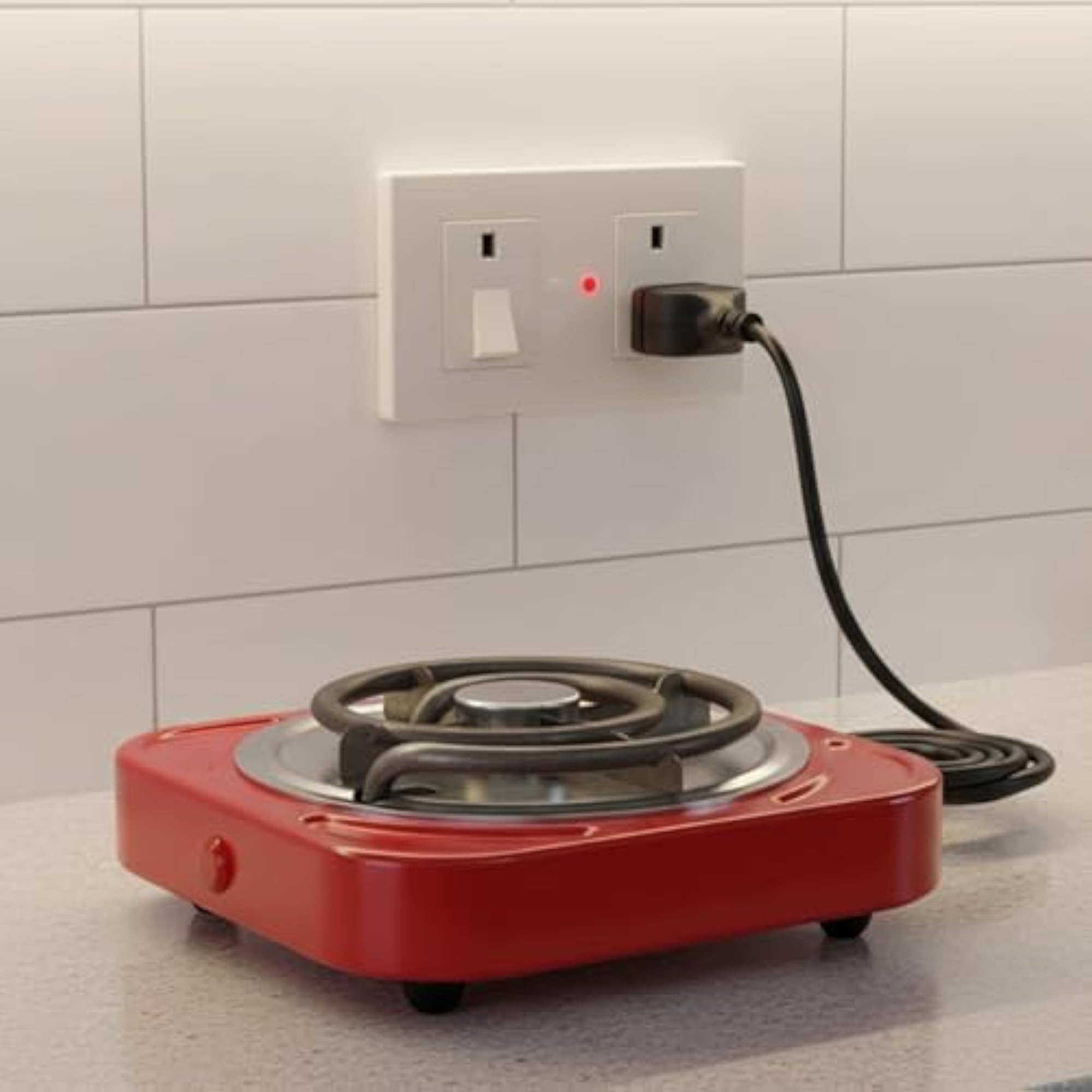 Portable 500W Electric Coil Cooktop, Adjustable Temperature