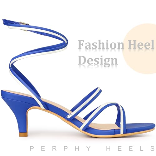 Perphy Open Toe Contrasting Color Kitten Heels Sandals for Women4