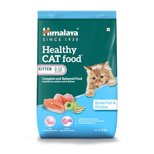Image of Himalaya Healthy CAT Food | Kitten & Mother Cat | Ocean Fish & Chicken | 3kg | Complete & Balanced Nutrition with Oats, Pineapple & Amla