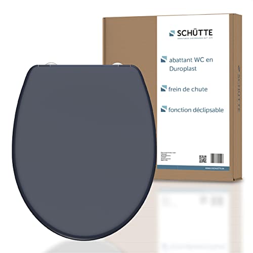 SCHÜTTE ANTHRAZIT Siège WC avec abaissement automatique, couvercle avec fermeture rapide pour un nettoyage facile, en plastique thermodurcissable (charge...