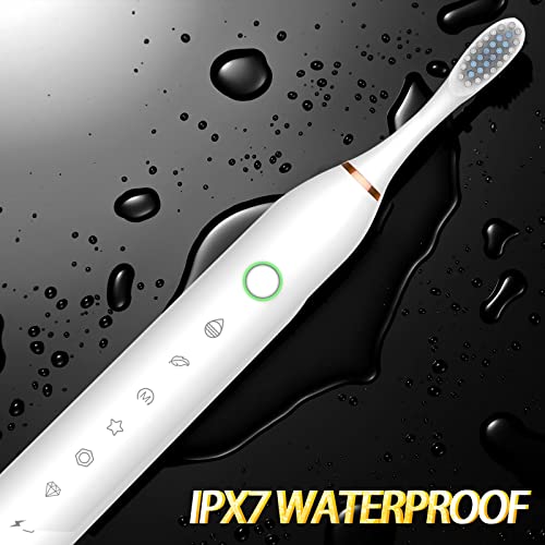 2 Pack Electric Toothbrush For Adults, With 8 Brush Heads, 6 Modes 42000Vpm, Sonic Electric Toothbrush Black+White #TOP4