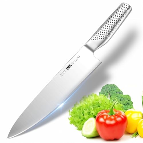 Plys Couteau de chef en acier inoxydable 19cm: couteau de cuisine antidérapant, coupe de légumes professionnelle