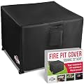 Heavy Duty Fire Pit Cover, Fits 24h x 32w Inch Gas Fire Pit - Premium 600D Polyester Square Fire Pit Cover, Firepit Covers Square, Outdoor fire Pit Cover, Patio Cover Square, Fire Table Cover