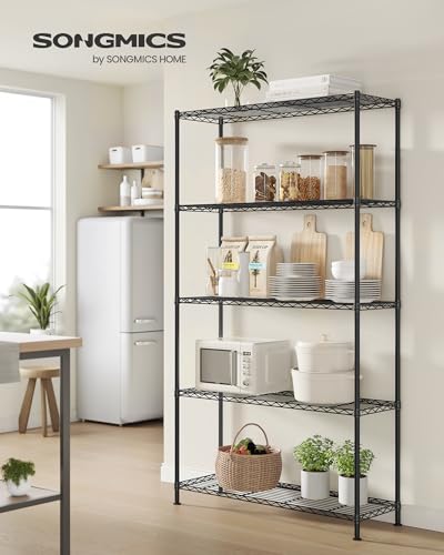 SONGMICS Storage Shelf, Metal Garage Shelving Unit, Adjustable Shelves, for Garage, Bedroom, Living Room, Kitchen, Pantry, 5 Tier, 30 x 90 x 161 cm, Ink Black LGR195BH01 - Image 3