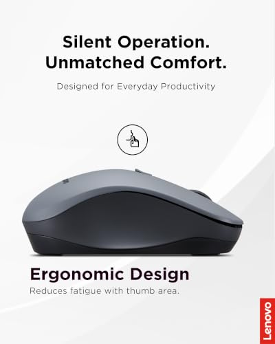 Lenovo WL310 Bluetooth Silent Mouse, Ergonomic, Adjustable DPI, Silent Clicks, Bluetooth 5.0, Portable for Windows, Mac, and Chromebook, Grey - image 5