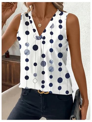 SOLY HUX Women's Summer Tank Tops Polka Dots V Neck Sleeveless Casual Going Out Top3