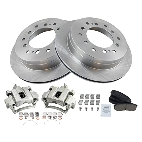 Image of TRQ Rear Brake Pad and Rotor Set Ceramic Vented Rotors Calipers | For 2003-2009 Lexus GX470 2001-2007 Toyota Sequoia