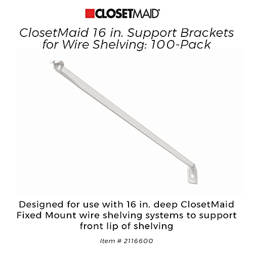 Closetmaid 21180 20-Inch Support Brackets For Wire Shelving, 100-Pack, White #TOP6