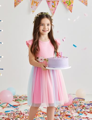 PATPAT Girl's Tulle Dress Tutu Party Birthday Poster Formal Fancy Flower Princess Dresses4