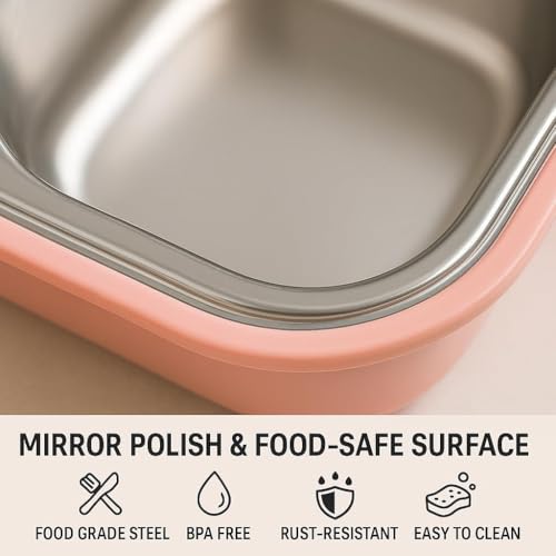 Image of Shark Doo Doo Bento 3 Compartment (Purple with Chutney Box) Stainless Steel Lunch Box with Steel Cutlery Inside | Heating & Water Insulation Design | Leak-Resistant | 750 ML | Office & School