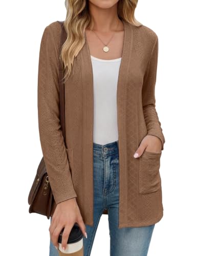 Womens Lightweight Cardigan with Pockets Long Sleeve Fall Outfits Brown M - image 1
