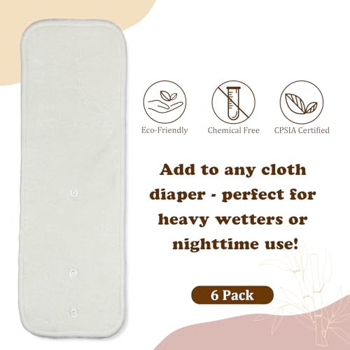 Image of Mama Koala 5-Layer Natural Baby Cloth Diaper Inserts with Snaps, Adjustable and Reusable for Any Baby Cloth Diaper(6 Pack)