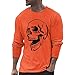 T Shirt Cartella Maschio Autunno E Inverno Di Grandi Dimensioni Casual Retrò Vecchio Festival di Halloween Stampa Completa T Shirt Girocollo Manica Lunga Top Cotone Attivo Top Uomini, Nero , L