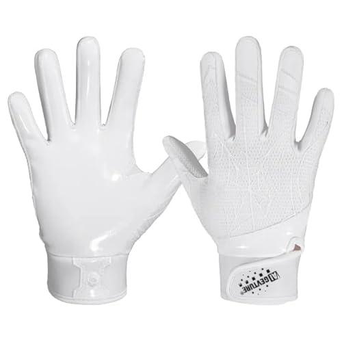 AIGEVTURE Youth Football Gloves Kid Receiver Gloves Boys Girls Unmatched Grip Great Gift (White, Youth L&Adult XS)