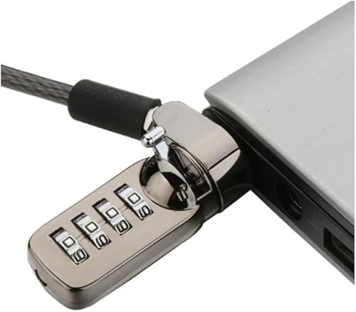 Candado de Combinación con Cable de Seguridad para Computadora Portátil, Anti-Robo Cerradura sin Llave Protección con Contraseña 4 Dígitos con 1,9 Metros Largo Cable de Acero al Carbono