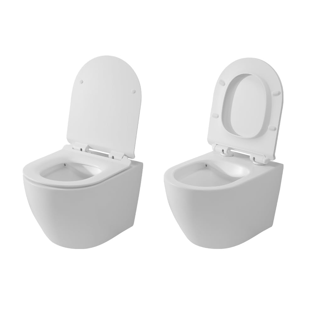 Coppia Sanitari Sospesi Tokyo Rimless Bianco Opaco WC E Bidet Con Sedile Soft-Close