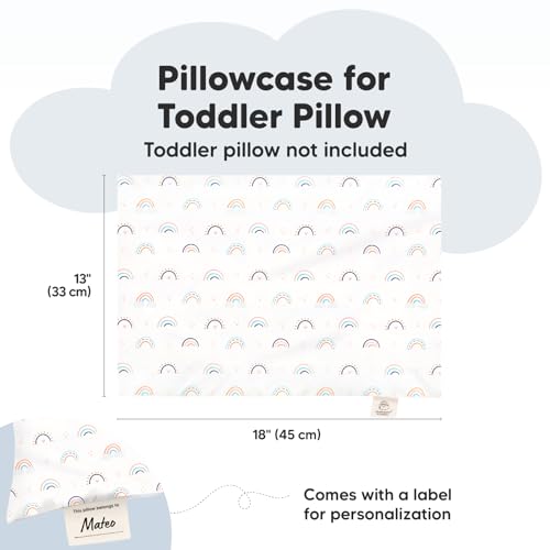 Image of KeaBabies Toddler Pillowcase 13 inchx18 inch - Organic Cotton Toddler Pillowcase for Kids, Boys,Girls,Soft & Durable Cotton Cover for Miniature Sleepy Pillows,Cute Colors,Pillow Sold Separately(Jolly Rainbow)