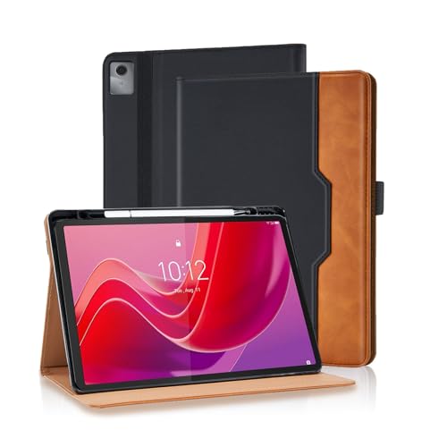 Vkooer Lenovo Tab M11 Hülle mit Stifthalter 2024 Premium PU Leder Schutzhülle Tasche Cover Case mit Auto Schlaf/Aufwach für Lenovo Tab M11 TB-330FU /331FC, Schwarz