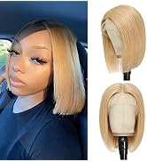 X-TRESS Bob Wig #27 Honey Blonde Lace Front Bob Wigs Human Hair for Black Women Straight Short Bo...