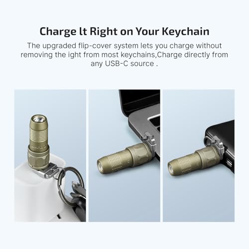 OLIGHT iUltra Rechargeable EDC Flashlight, 80 Lumens Mini LED Keychain Light, Easy take with Pocket or Attach to Keyring, Bag, for Everyday Carry and Emergencies (Olive-Green) - Image 4