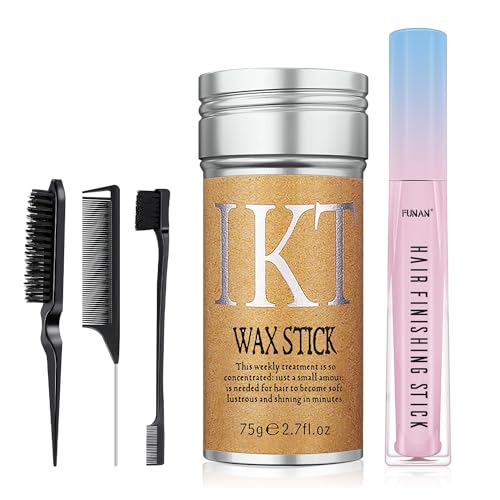 SUOFEIYA 5 Pcs Hair Styling Gels Includes Hair Wax Stick, Hair Finishing Stick, 3 Pcs Hair Styling Comb, Non-Greasy and Non-Sticky