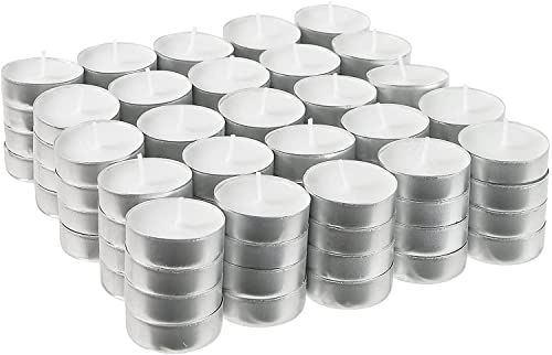 100 x Velas de Té Blancas Individuales Sin Fragancia - Candelitas sin Olor 39 mm Diámetro - Ideal Calientaplatos, Decoración, Ambientación, Quemador de Esencias