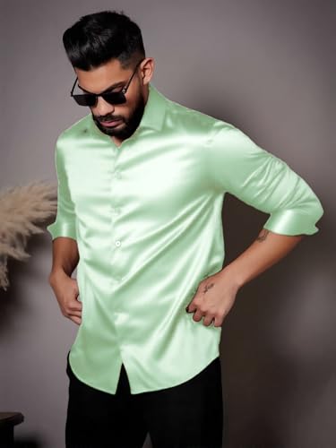 Image of IndoPrimo Men's Stylish Solid Satin Casual Shirt for Men Full Sleeve