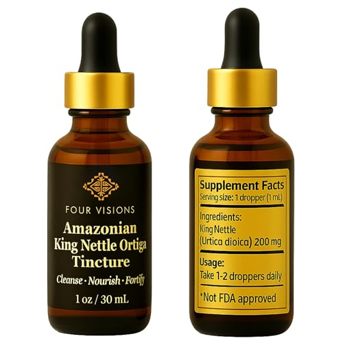 Four Visions Stinging Nettle Tincture (King Nettle) – Organic Liquid Herbal Supplement for Immune Support, Prostate Health, Hormone Balance & Daily Detox – Ortiga Verde Orgánica – 1 oz
