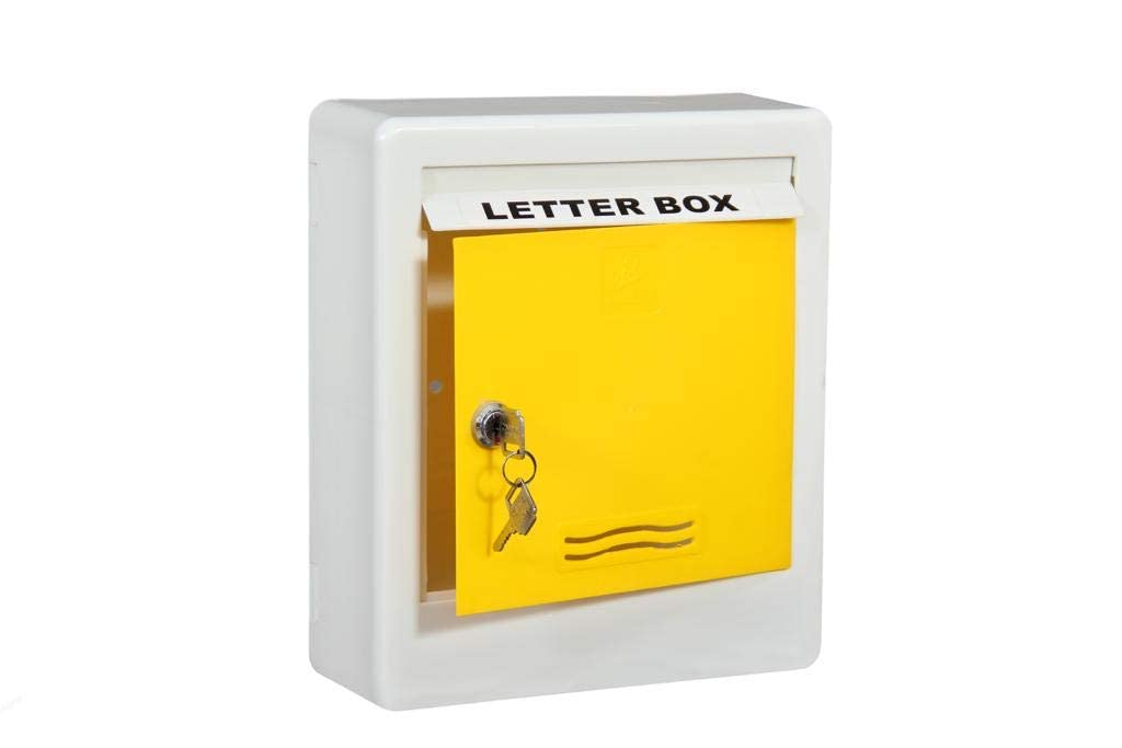 Plastic Big Size Wall Mount Letter Box/Mail Box/Complaint Box/Donation Box for Home & Office Gate and Wall with Key Lock | Outdoor & Indoor Use (Yellow)-image-21