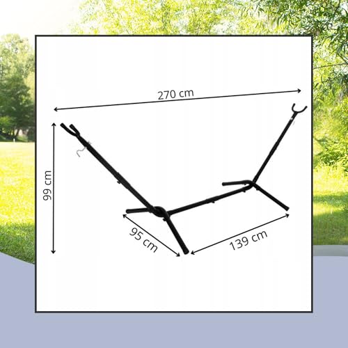 Springos® Hamaca doble con estructura – Soporta hasta 200 kg, estructura de metal 120 kg, ajustable, tela de algodón transpirable, incluye cojín y bolsa de transporte, ideal para jardín, patio y - imagen 5